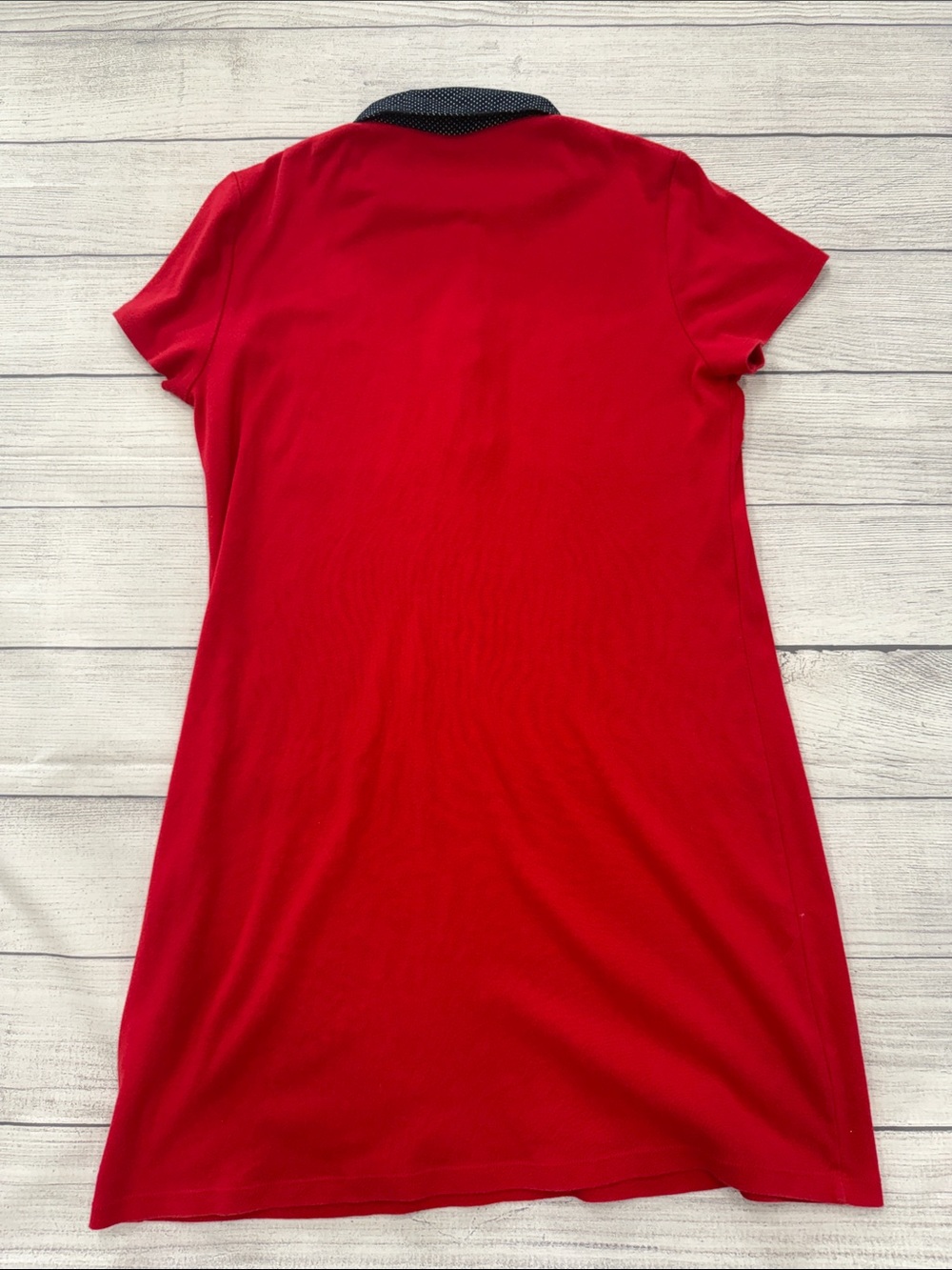 Tommy Hilfiger Red Polo Dress Black Polka Dot Collar Short Sleeve Medium - Picture 4 of 4